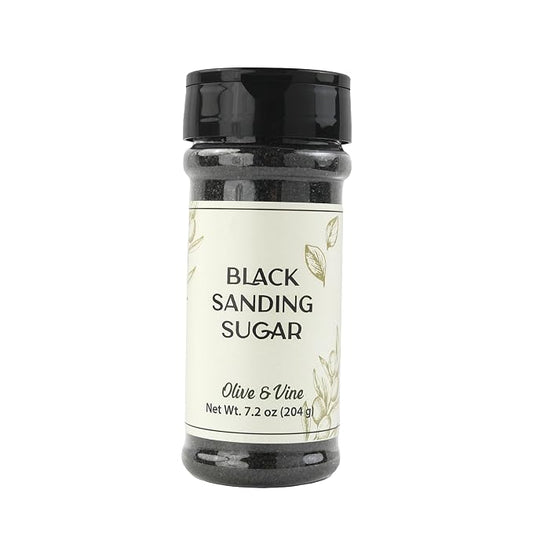 Olive & Vine Black Sanding Sugar, Sweet Finish, For Baking & Decorating, Rich Tradition, Authentic Taste, For Global Recipes (7.2 Ounce)