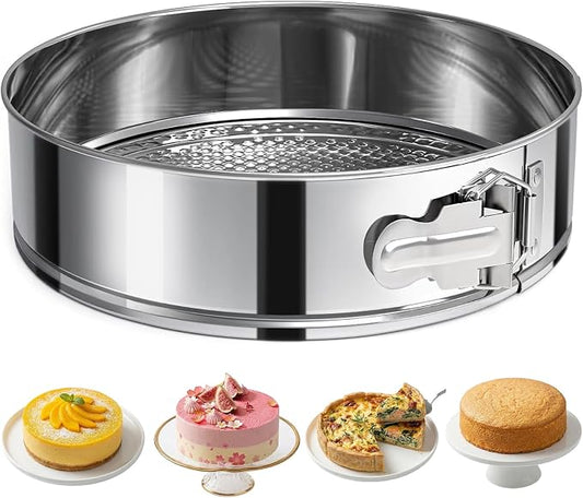 Non-stick Springform Pan with Removable Bottom, Leakproof Round Cheesecake Pan, Heavy Duty Bakeware Cake Mold for Baking, Oven Safe (9")
