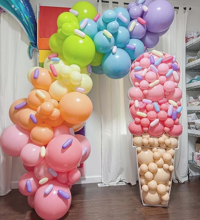 165 Pcs Pastel Balloon Garland Kit, Rainbow Pastel Color Balloon Arch, Colorful Candy Macaron Balloons Differents Size 18/12/10/5 Inch for Baby Shower Wedding Girl Princess Birthday Party Decoration