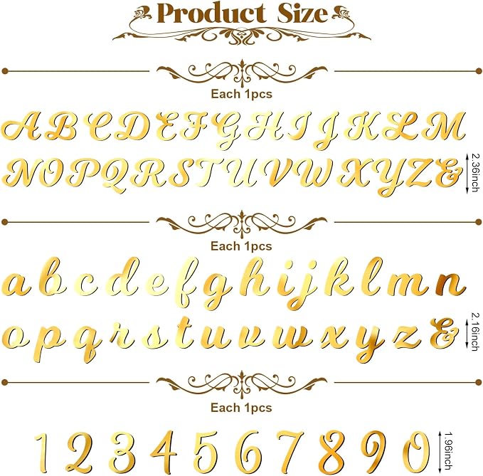 Jspupifip 64 Pcs Acrylic Cake Alphabet Numbers Topper, Mirror Number 0-9 and Alphabet A-Z Personalized Cake Picks Decor Anniversary Wedding Baby Shower Party Supplies(Gold)