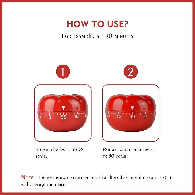 Jayron JR-WG017 Kitchen Cooking Timer Tomato Cartoon Mechanical Countdown Hour Meter for Cooking Homework Baking Learning Body-Building