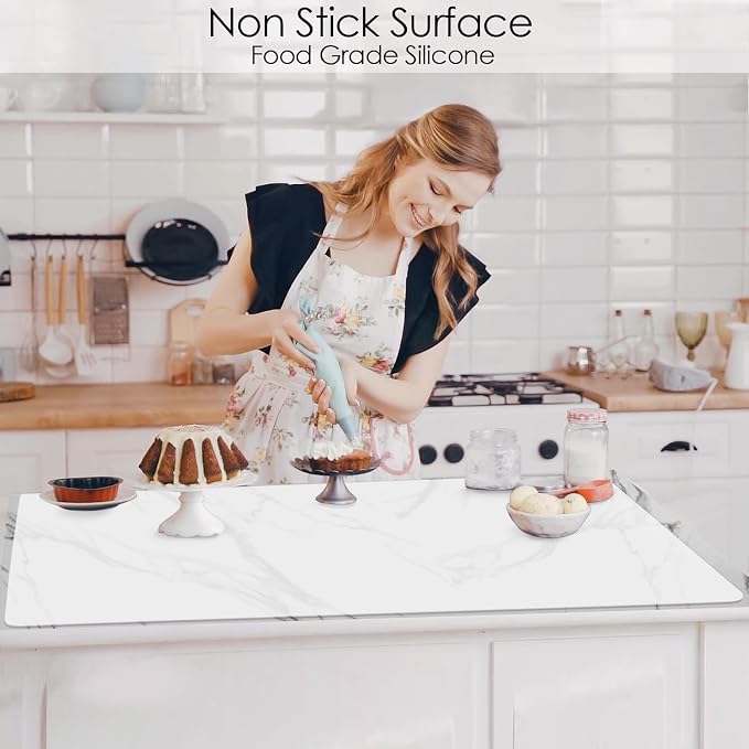Extra Large Silicone Mat, Food-Grade Flexible Silicone Table Mats for Kids Non-Slip Placemat Waterproof Heat Insulation Countertop Protector Pastry Mat Silicone Pad, 31.5''x16.9'' Clear
