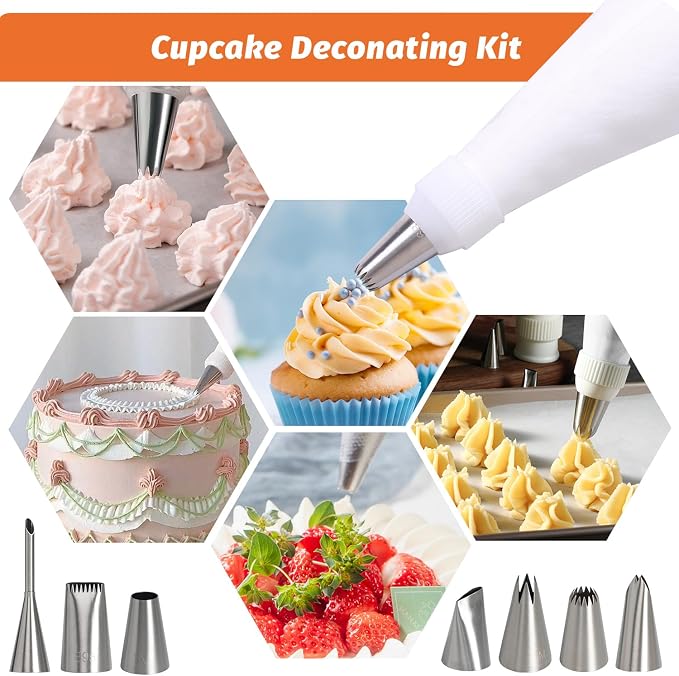 9pcs Reusable cotton Piping Bags and Tips, for Cupcakes/Cookies Decorating