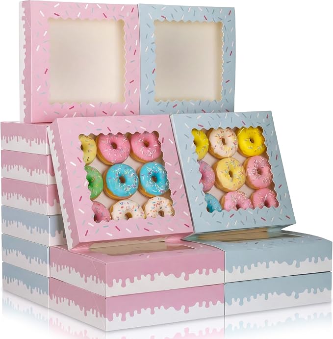 Affrolling 24 Pcs Baseball Ice Cream Drip Party Pie Boxes 10 x 10 x 2 Inch Bakery Boxes with Window for Pie Cookies and Pastries Baseball Dessert Gift Box for Team Summer Party Supplies