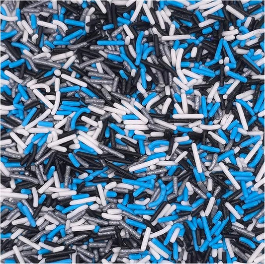 NCS Detroit Game Day Blue, Black, White, & Silver Jimmies Edible Sprinkles – Cupcake, Cake & Cookie Decorations, 7 oz