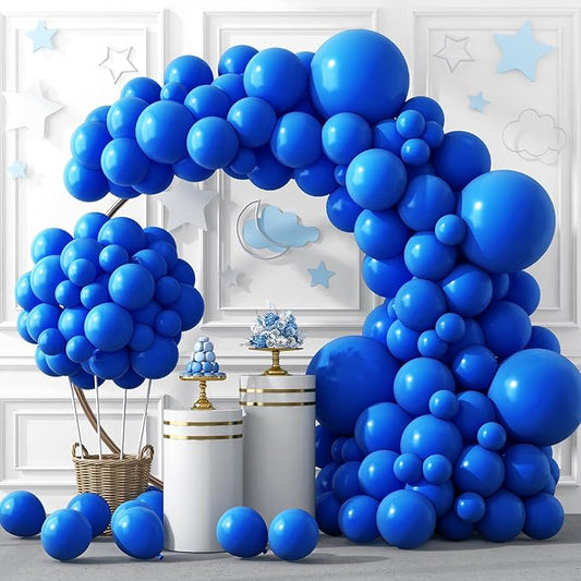 RUBFAC 129pcs Dark Blue Balloons Different Sizes 18 12 10 5 Inch for Garland Arch for Birthday Gender Reveal Baby Shower Graduation Party Decoration