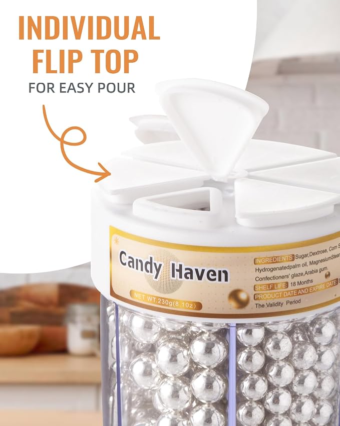 Sprinkles for Baking Edible Sugar Confetti 10.8oz, Nonpareils & Sugar Pearls - Six Pearl Sprinkles Mix Cake Decorations, Cookies, Cupcakes, Dessert Toppings (Spring Pastel Colors) Silver