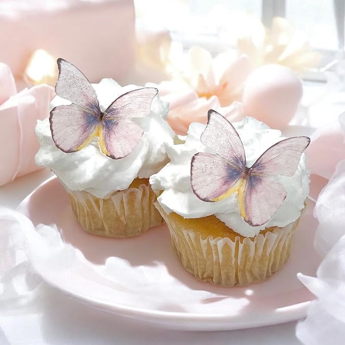 Edible Butterflies with Edible Glitter Kit - Wafer Paper Butterflies for Cakes - Cake Decorations - Cupcake Decorations - Cake Toppers (Pretty Pansy)