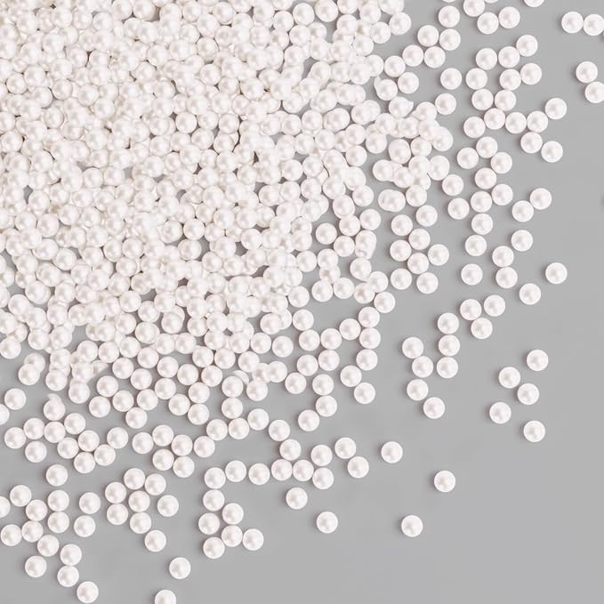Bayep Edible Pearls for Cake Decorating 4mm White Sprinkles for Cookies, Baking, Ice Cream, Cupcake Topper Pearl Sprinkles Perfect for Wedding Party Valentines Christmas Holiday Supplies 3.52 Ounce