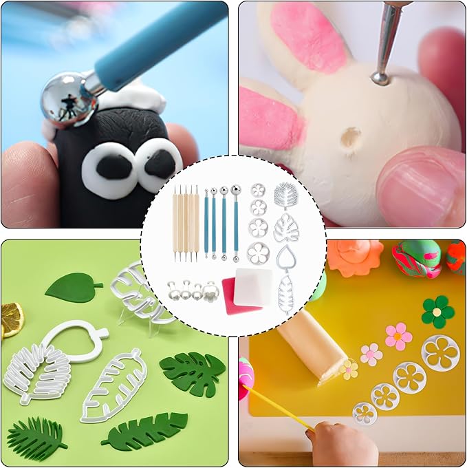 12 Pcs Spring Clay Cutters Set,3 Shapes Polymer Clay Cutters for Earrings,Polymer Clays Silicone Molds,Flower ClayPolymer Mini Molds,ClayPolymer Earring Making Kit for DIY Jewelry Accessories