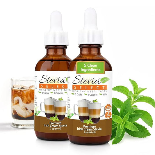 Stevia Select Irish Cream Stevia Extract Liquid - Zero Calorie Sweetener - All Natural Flavor Drops Extract Liquid - Pure Stevia Keto Coffee Drops - Keto Sweetener & Sugar Alternative 2 Oz (2 Pack)