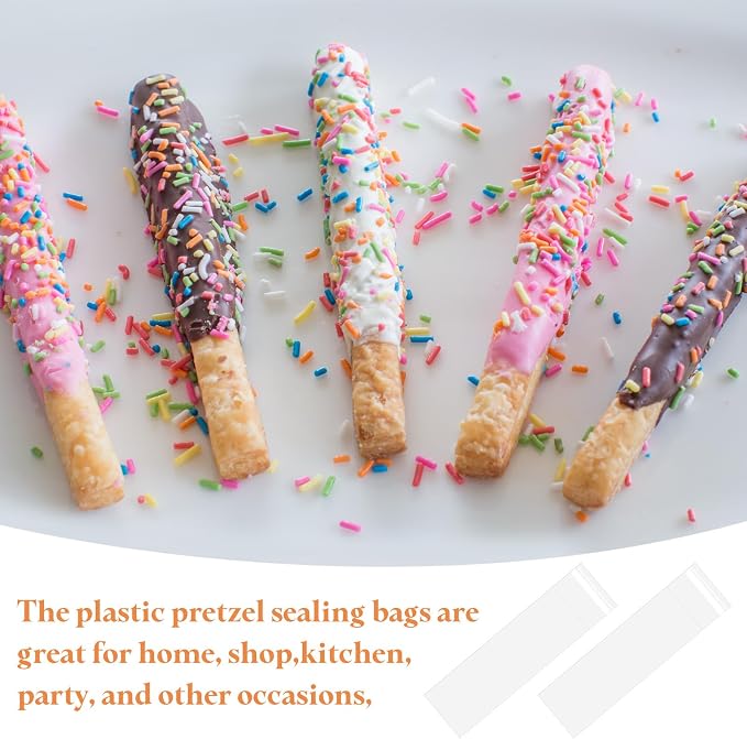 uxcell 200Pcs Self-Sealing Cello Bags, 1x6 Inch Long Clear Flap Resealable Poly Bags, OPP Adhesive Treat Bag 2 Mil for Bread Pretzel, Gift Packaging, Tableware, Necklaces Crafts