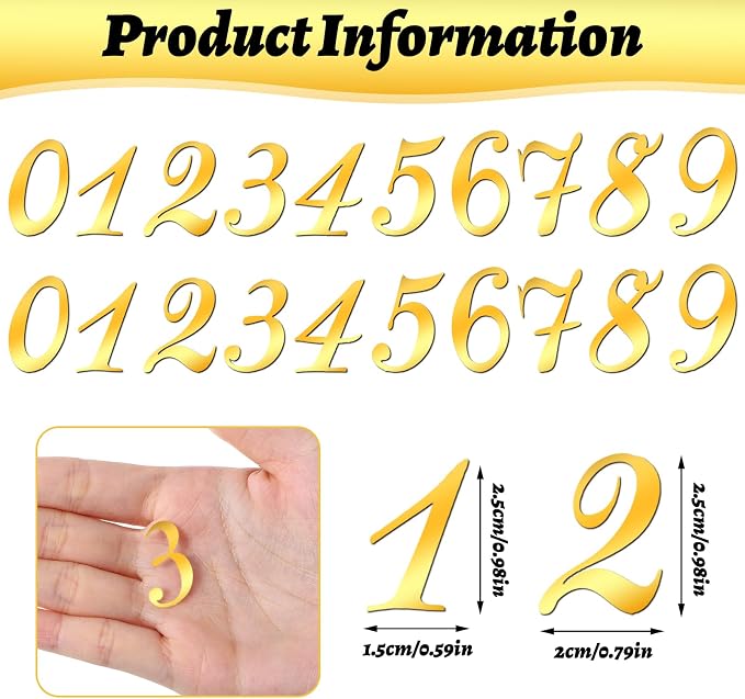 Ouligay 20 Pieces Gold Shiny Acrylic Number Cake Topper 0-9 Numbers Happy Birthday Cake Topper Gold Acrylic Wedding Party Cupcake Toppers for Birthday Wedding Party Anniversary Decorations