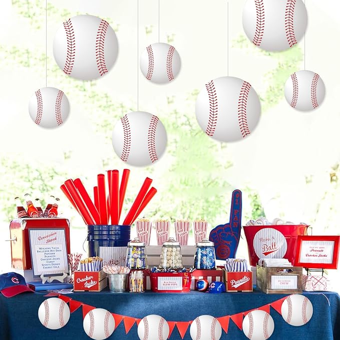 Vuzvuv 60Pcs 6In Paper Baseball Party Cutouts with 120Pcs Glue Points for Wall Bulletin Board Decorations or Baseball Sport Theme Party or Classroom Decor Supplies
