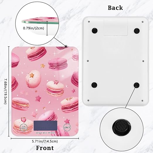 Food Scale Kitchen Scale Food Weight Scales Digital Weight Grams and Ounces Small Electronic Food Scale for Baking Cooking Pink Macarons Stars
