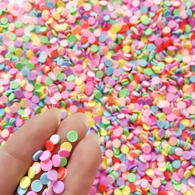 EHOPE 100G Fake Sprinkles Polymer Sprinkles Faux Sprinkles Resin Sprinkles Clay Sprinkles For Resin Fake Candy Sprinkles for Nail Art DIY Crafts Cake Phone Case (100G Round-9)
