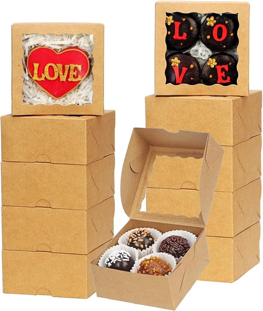 40 Pack Small Bakery Boxes 4x4x2 Inches Cookies Boxes Mini Bundt Cake Boxes Pie Boxes Cinnamon Roll Treat Packing Chocolate Truffle Box Party Wedding Favor