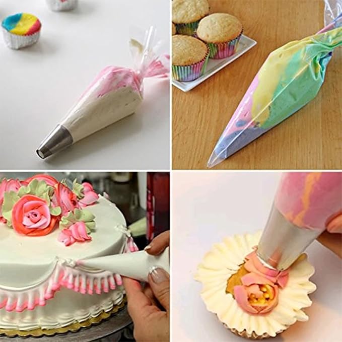 XSEINO Disposable Piping Bags, 14 Inch - 110PCS Heavy Duty Anti Burst Pastry Bags with Bump Non-slip Design for Icing, Frosting and Cookie Decoration Bags (Thickened & Large Capacity)