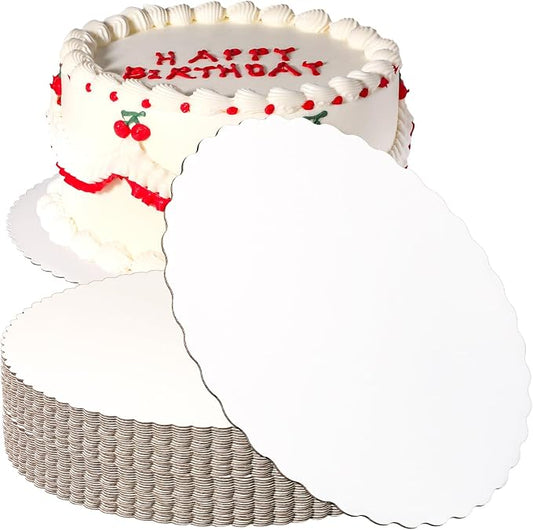 Fit Meal Prep 20 Pack Cake Boards, 14 Inch Round White Cake Circles, Disposable Pizza Circles Cake Pan Base Stand for Desserts and Pastries, Greaseproof Cardboard Cake Rounds for Cake DIY, Birthday