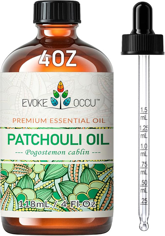 EVOKE OCCU Patchouli Essential Oil for Diffuser Skin Fragrance DIY Candle Soap Making - 4 FL Oz