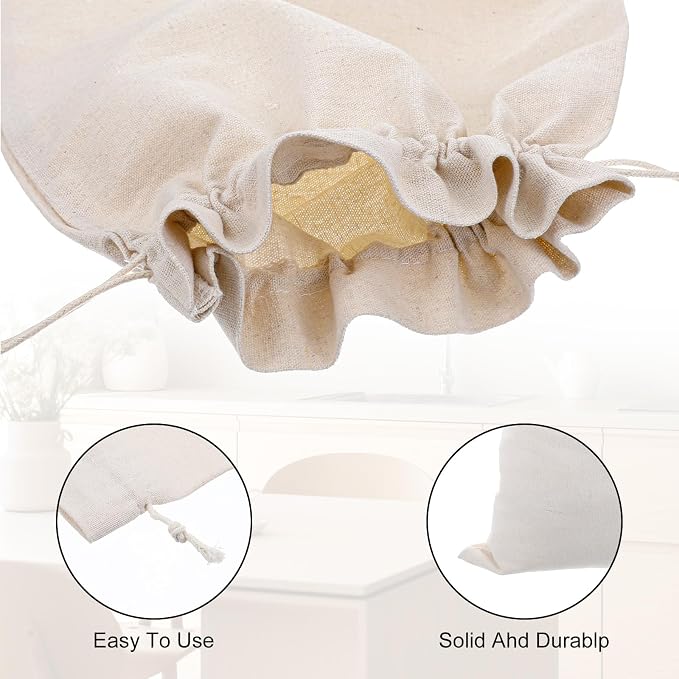 Ouligay 2 Pack Bread Bags Reusable Set Linen Drawstring Sourdough Bags for Homemade Bread Storage, Eco-Friendly & Durable, 15.75" x 11.81"