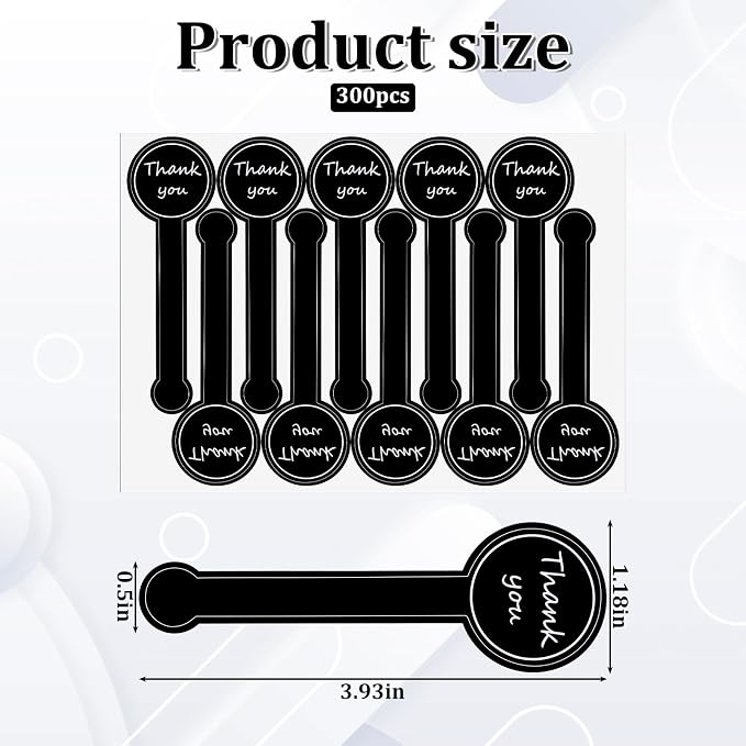 300 PCS Tamper Evident Labels for Food Packaging, Handmade Food Long Baking Seal Labels Black Self-Adhesive Foods Label for Bakery, Candy, Artisan Crafts Decorative Label