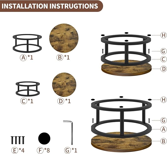 Cake Stand Set, 2 Packs Round Cupcake Stand Cake Pedestal Stand (10"/12" Plate) Industrial Rustic Wood Rustic Dessert Table Display Stand Set Serving Tray for Party, Wedding, Birthday, Baby Shower