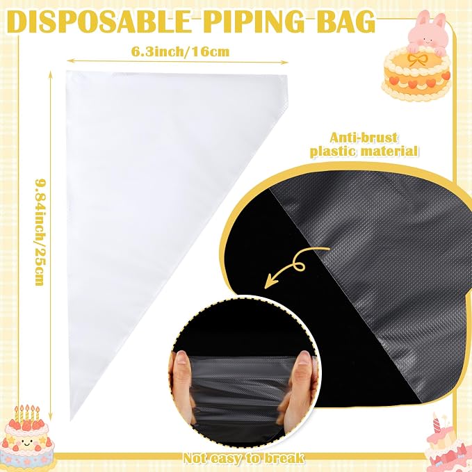 Hushee 1000 Pcs Disposable Piping Bags 10 Inch Thick Tipless Pastry Bags Bulk Non Slip Icing Frosting Bag for Cake Decorating Cookies Royal Icing Baking Supplies