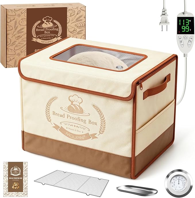 Folding Bread Proofing Box with 68-131℉ Temp Control for Sourdough | Bread Proofing Box,0-99H Timer,3-Sided Heating,Dough Proofer with Metal Rack&,Ideal for Sourdough,Bread Baking, Pizza, Yogurt