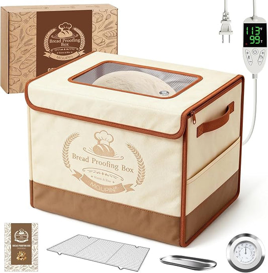Folding Bread Proofing Box with 68-131℉ Temp Control for Sourdough | Bread Proofing Box,0-99H Timer,3-Sided Heating,Dough Proofer with Metal Rack&,Ideal for Sourdough,Bread Baking, Pizza, Yogurt
