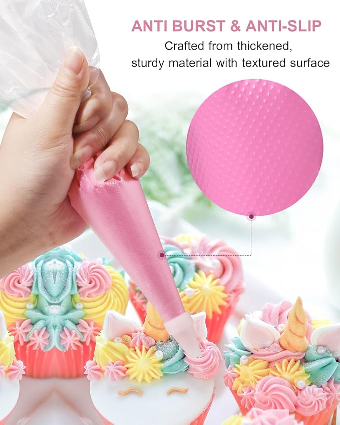 500 Pcs Piping Bags Disposable, 12 Inch Icing Bags, Tipless Piping Bags, Thickened Pastry Bags, Non-Slip & Anti-Burst, Frosting Piping Bags for Cakes Cookies Decoration