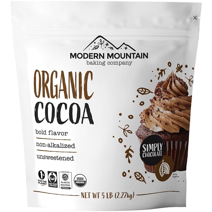 Organic Cocoa Powder (5 lb) Premium Cocoa, Bold Rich Flavor, Perfect for Baking, Fair Trade Certified, 100% Unsweetened Cocoa Powder, Non-GMO Sourced, Verified Gluten Free