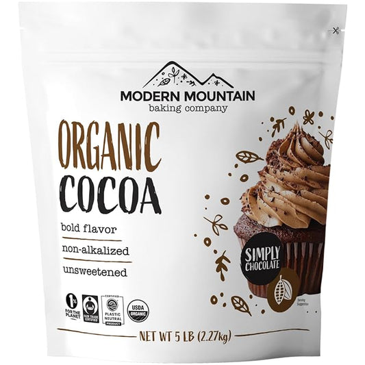 Organic Cocoa Powder (5 lb) Premium Cocoa, Bold Rich Flavor, Perfect for Baking, Fair Trade Certified, 100% Unsweetened Cocoa Powder, Non-GMO Sourced, Verified Gluten Free