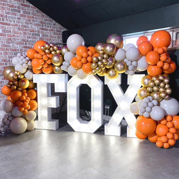 Orange and White Balloons Garland Arch Kit 154pcs Orange White Metallic Gold and Confetti Balloons for Thanksgiving Birthday Graduation Baby Shower Wedding Party Decorations