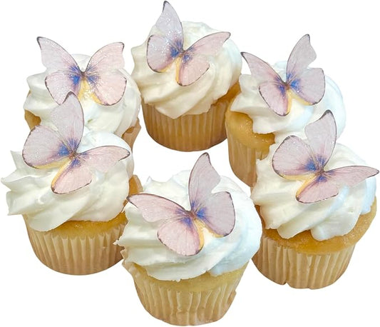 Edible Butterflies with Edible Glitter Kit - Wafer Paper Butterflies for Cakes - Cake Decorations - Cupcake Decorations - Cake Toppers (Pretty Pansy)