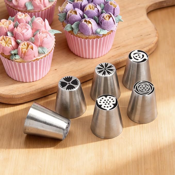 12 Pcs Large Russian Piping Tips Set with Storage Case, 304 Stainless Steel Icing Nozzles, Cake Decorating Tools for Cupcake, Cookie, Dessert Baking