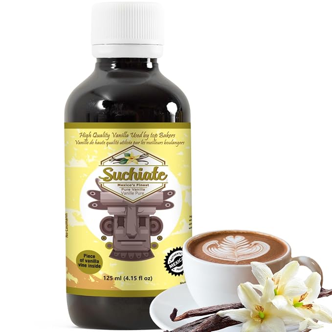 Suchiate Pure Vanilla | Mexican Vanilla for Baking and Desserts | Made with Real Vanilla Bean | Vainilla Mexicana Buena 4.15oz (125 ml)
