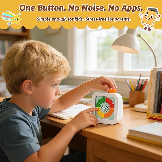 EooCoo Cute School Supplies Visual Timer for Kids, ADHD & Autism, Digital Countdown with Clear Petal-Style Visual Time Progress, Easy-to-Use Time Management Tool for Calm Transitions, Classroom & Home
