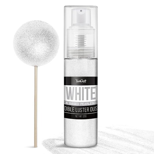 Edible Glitter Spray - 20g Luster Dust Edible Food Grade Glitter for Cake Decorating, Cocktails, Drinks - Shimmer Dust Powder Metallic Food Coloring Powder for Cookie, Candy, Icing (White)