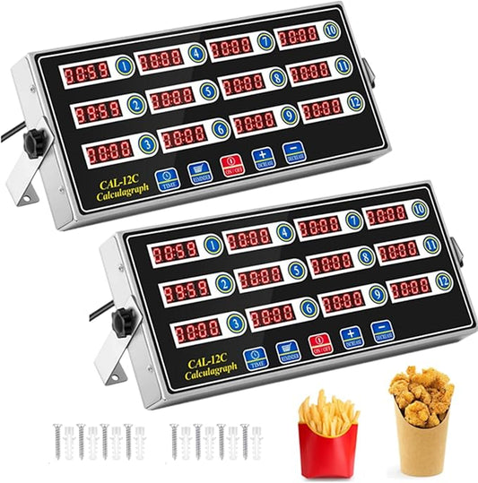 Relaxweex 2 Pack Digital Kitchen Timer, Commercial Cooking Timer with Loud Alarm, Large LCD Display, for Restaurants, Baking, Labs, Multiple Independent Countdown Timers (12 Channel)