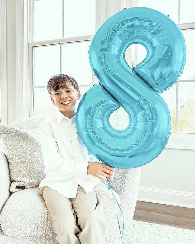 Pearlescent Blue 5 Balloon, Number Balloons 40 Inch, 5th Birthday Balloon Decorations, Pearlescent Blue Party Supplies, 5 Number Balloons, Number 5 Balloon