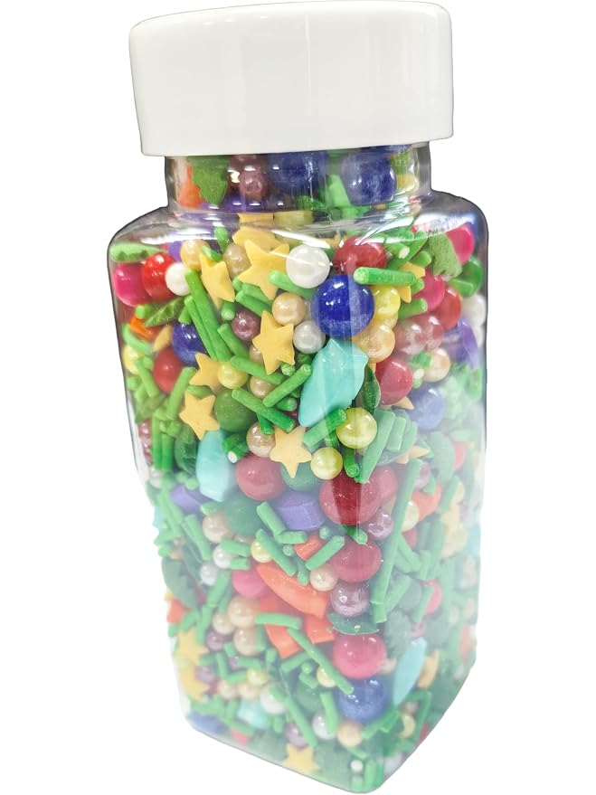 Edible Christmas Sprinkles for Cake Decorating 100g/3.53oz, Mix Size Christmas Tree Pearls Jimmy Candy Cupcake Toppers Cookie Decorating Perfect for Christmas Supplies