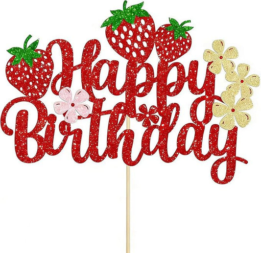 Happy Birthday Cake Topper Party Decorations for Kids Baby Showers, Themed Parties Happy Birthday Celebrations for Cake Decor Enthusiasts (Red1)