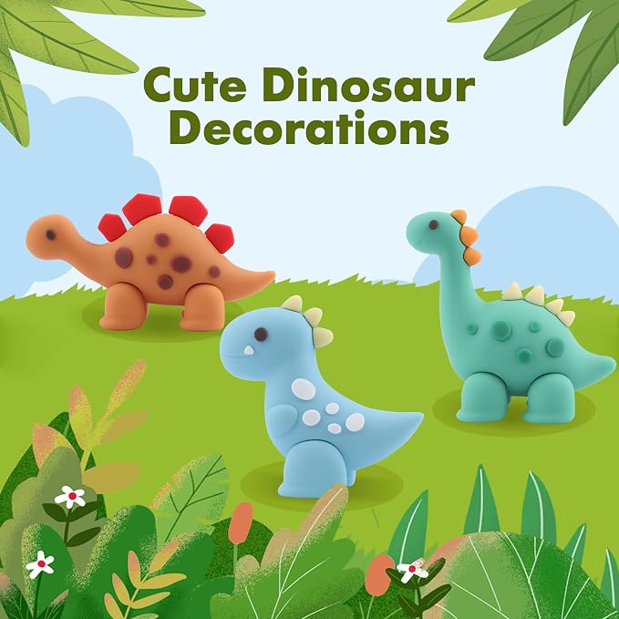 25PCS Dinosaur Cake Topper, Leaves Trees Cake Decorations Birthday Cake for Dinosaur, Jungle Safari Themed Birthday Decorations Supplies