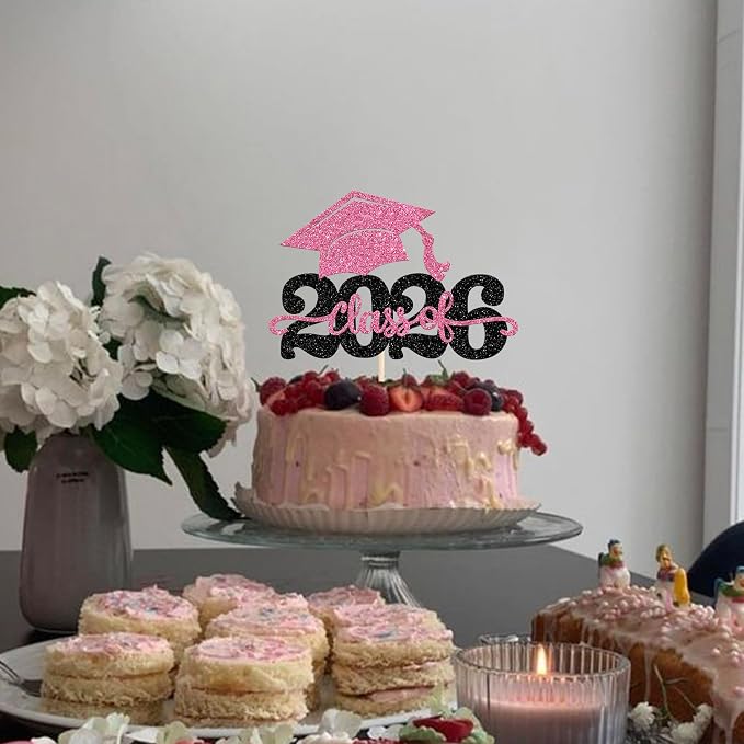 1 Pack Class of 2025 Cake Topper Glitter Congrats Grad Cap 2025 Graduation Cake Pick for 2025 Graduation Theme High School Boys Girls Graduate Party Cake Decorations Supplies Black Yellow