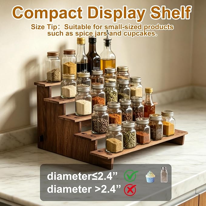Wooden Cupcake Stand - 30s Quick Installation, Easy Carry &Store | 5 Tier Cup Cake Display Stand, Rustic Tiered Serving Tray, Multi-Uses as Dessert Stands, Vendor Display Shelves, Spice Rack