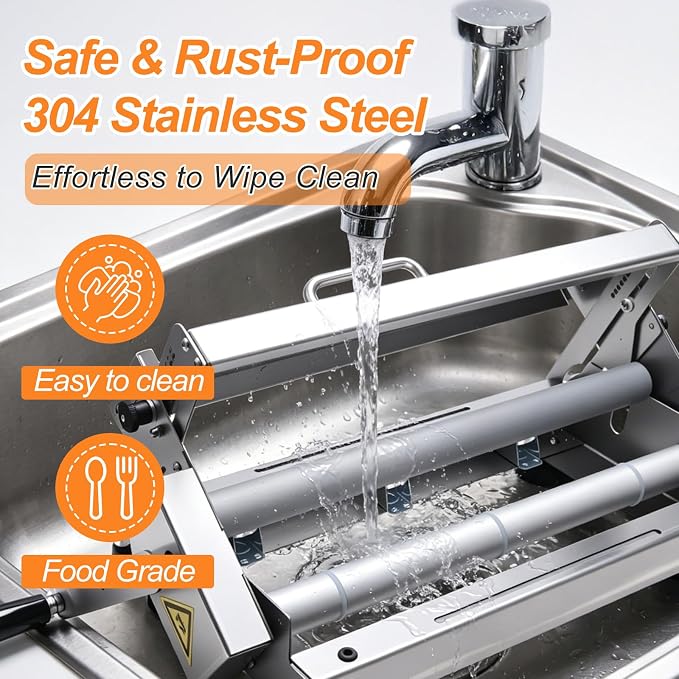 32.7"x18.9" Manual Dough Sheeter with Adjustable Thickness 0-25mm, Folding Dough Sheeter Machine for Commercial Home Bakery, Stainless Steel Portable Dough Machine for Pizza, Puff Pastry(300)