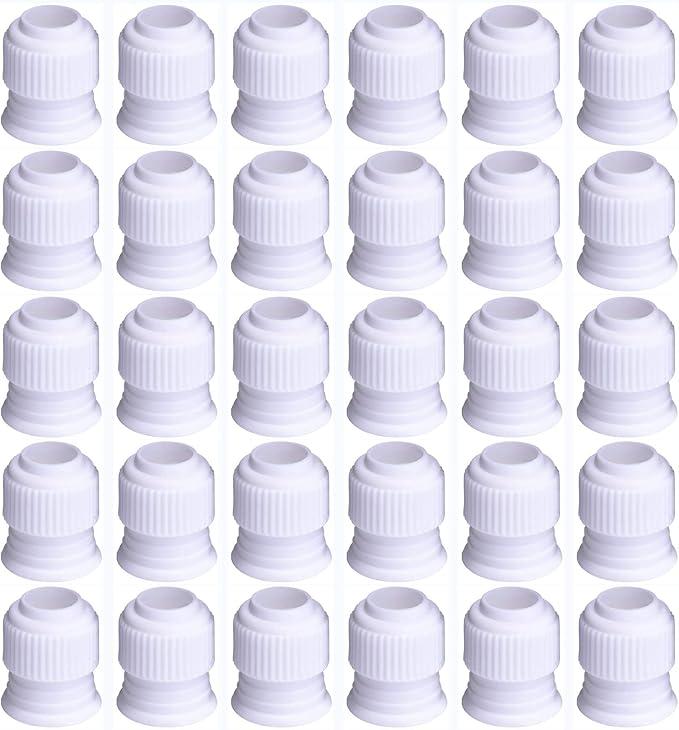 Shappy 30 Pieces Coupler Piping Bag Plastic Standard Couplers Cake Decorating Pipe Tip for Frosting Icing Nozzles (1.2 x 1 Inch)
