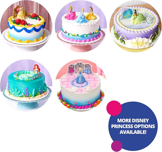 DecoSet® Disney Princess Cinderella Transforms Cake Topper, 4-Piece Birthday Cake Decorations Set with Figurine and Dress Stickers