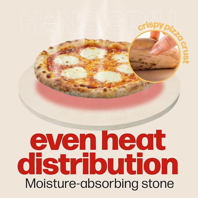 Hans Grill Pizza Dough Proofing Box - Pack of 2 Stackable & Circular Pizza Stone For Oven Baking & BBQ Grilling With Free Wooden Peel